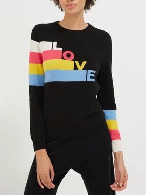 Chinti & Parker Black Sweater with Multicolor 'LOVE' Blocks